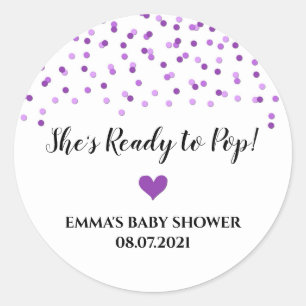 Sticker Rond Purple Confetti Coeur Elle est prête à pop