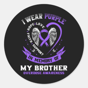 Sticker Rond Purple en mémoire de Brother médicaments overdose 