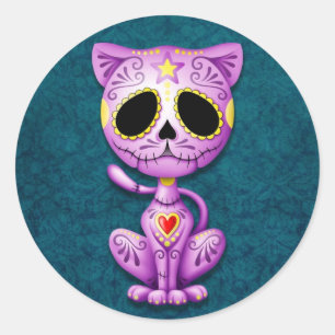 Sticker Rond Purple et bleu Zombie sucre Kitten