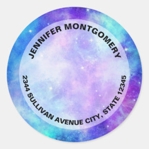 Sticker Rond Purple et Blue Galaxy Espace Adresse Abstraite