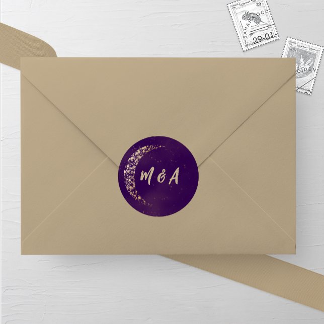 Sticker Rond Purple et Gold Moon et Mariage arrière (Créateur téléchargé)