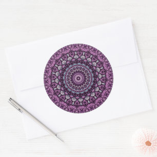 Sticker Rond Purple et Lavender Mandala Motif Design