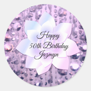 Sticker Rond Purple et rose Elegant perlé