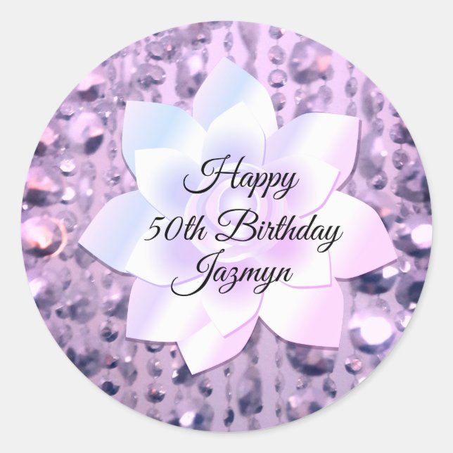 Sticker Rond Purple et rose Elegant perlé (Devant)