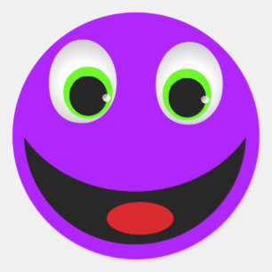 STICKER ROND PURPLE FACE HEUREUSE