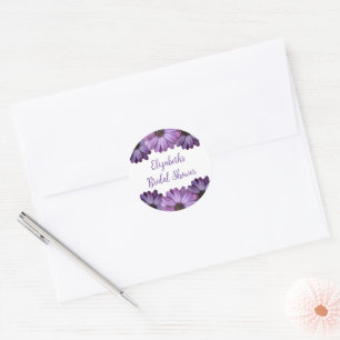 Sticker Rond Purple Floral Bridal Shower