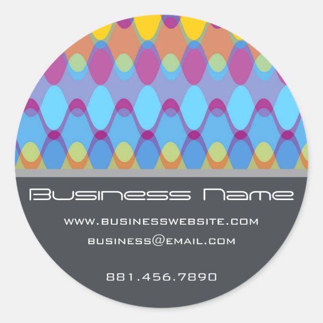 Sticker Rond Purple Funky Super Zig Zag Waves Chevron Motif (Devant)