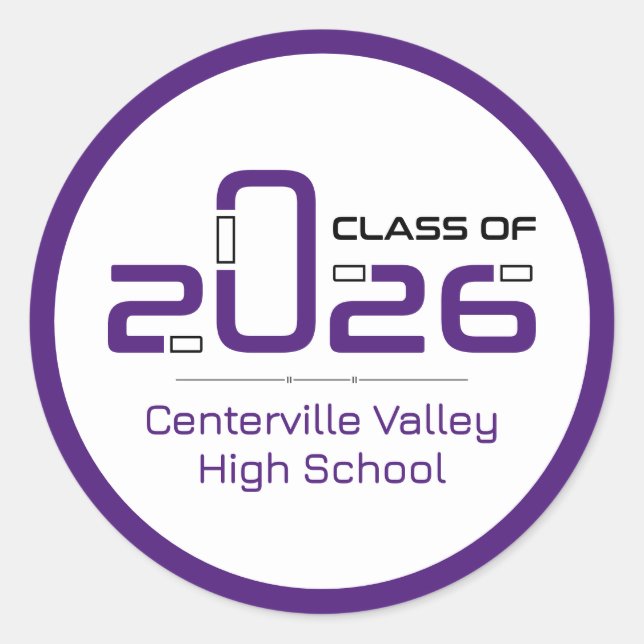 Sticker Rond Purple Futuristic Classe de 2026 (Devant)