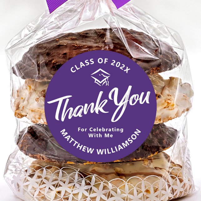 Sticker Rond Purple Graduation Bold Script Casquette Merci mode (Créateur téléchargé)