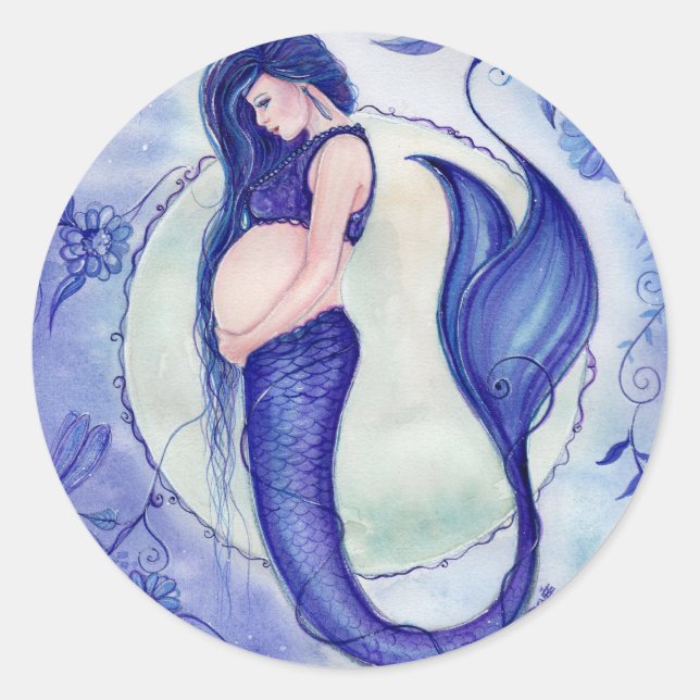 Sticker Rond Purple Grossesse bébé collants de sirène par Renee (Devant)