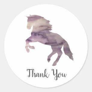 Sticker Rond Purple Horse Barnyard Farm Party Merci