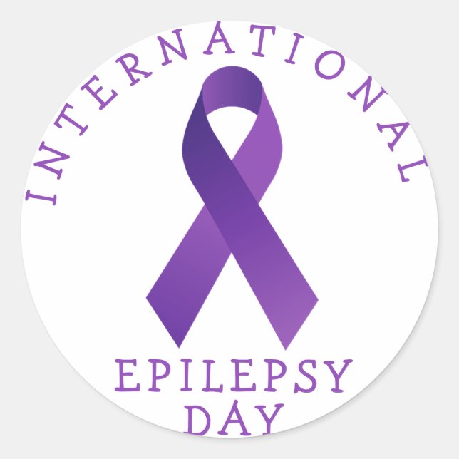Sticker Rond Purple International Epilepsie Day Ribbon Support (Devant)