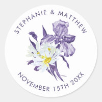 Purple Iris White Daisy Botanical Mariage Classic