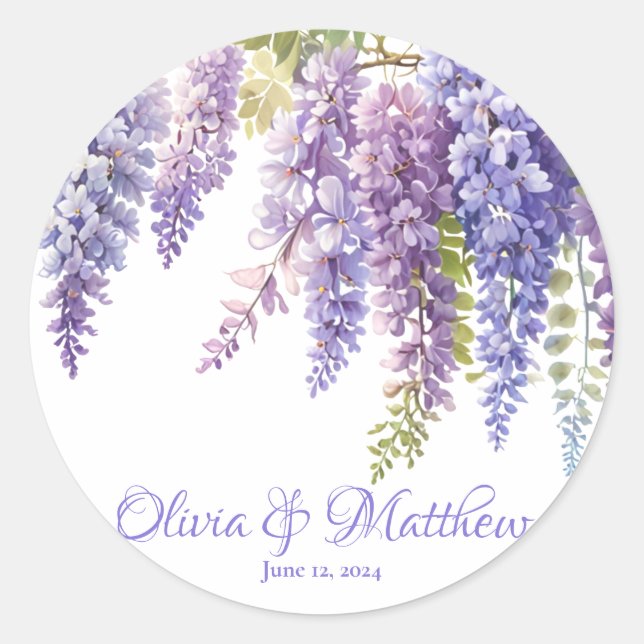 Sticker Rond Purple lavande aquarelle glycine florale lilas (Devant)