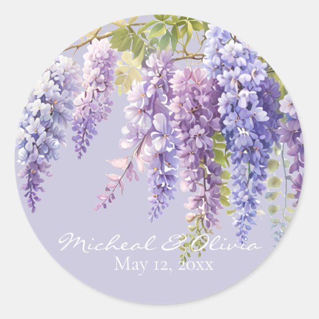 Sticker Rond Purple lavande aquarelle glycine florale lilas (Devant)