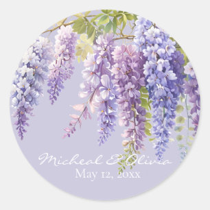 Sticker Rond Purple lavande aquarelle glycine florale lilas