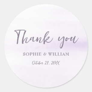 Sticker Rond Purple Lilac Beau Merci de mariage élégant