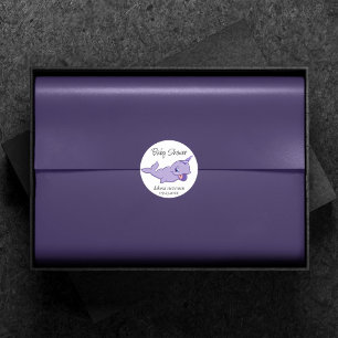 Sticker Rond Purple Narwhal   Baby shower magique Lavande