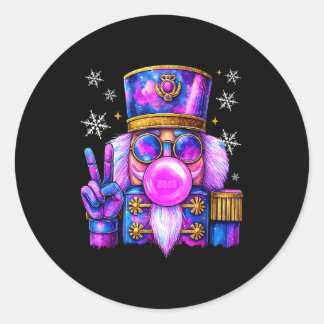 Sticker Rond Purple Nutcracker Blowing Bubble Gum Cute Christma