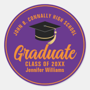 Sticker Rond Purple Orange Graduate Custom 2024 Graduation
