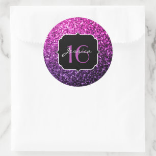Sticker Rond Purple Pink Ombre parties scintillant scintille Sw