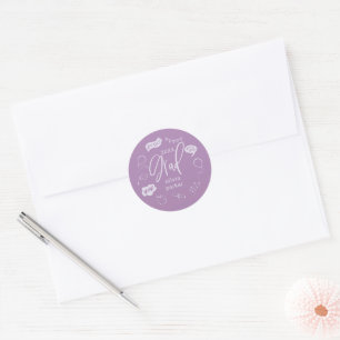 Sticker Rond Purple Quirky Doodle Graduation Party Favoriser