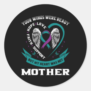 Sticker Rond Purple Ribbon Ailes Prévention du suicide M