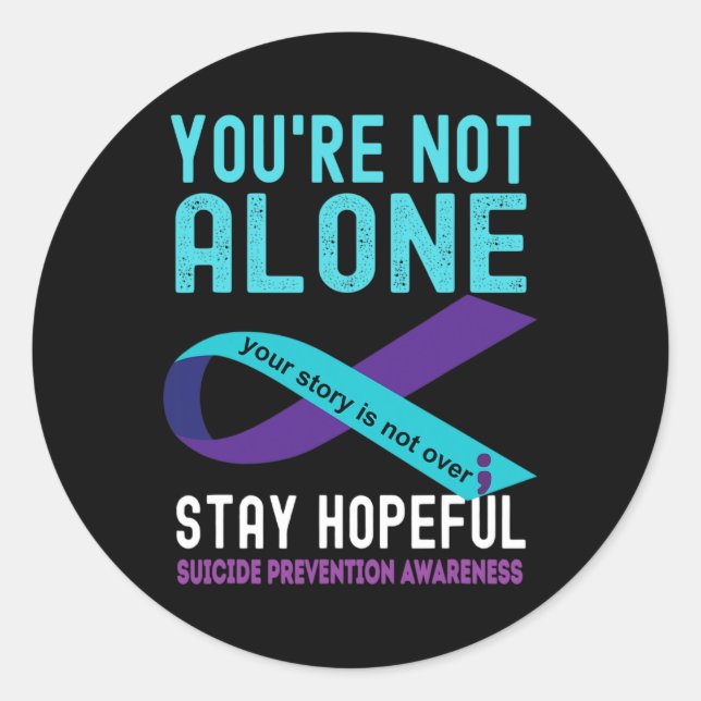 Sticker Rond Purple Ribbon Soutien Prévention du suicide Sensib (Devant)