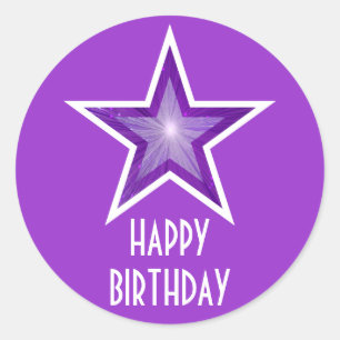 Sticker Rond Purple Star 'Joyeux Anniversaire' collant rond vio