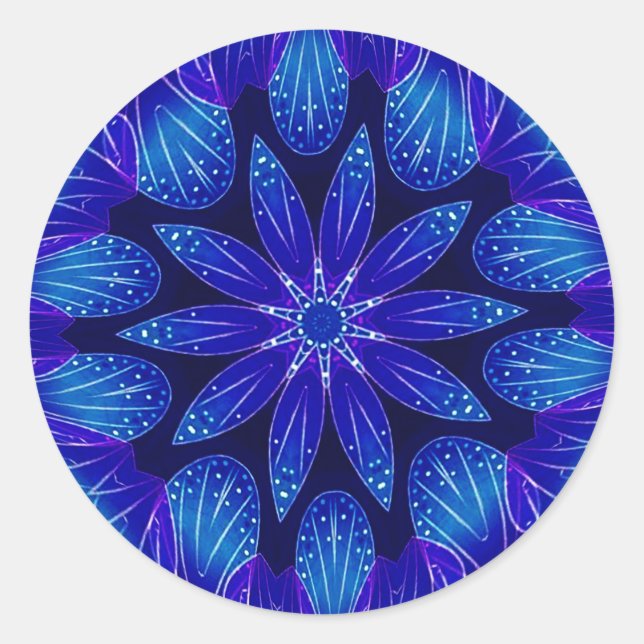 Sticker Rond Purple & Teal Petals Mandala (Devant)