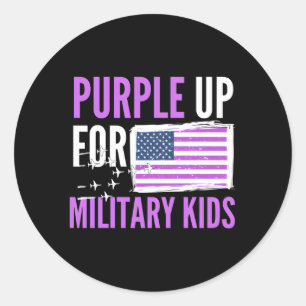 Sticker Rond Purple Up Pour Le Mois Militaire Soldat Militaire 