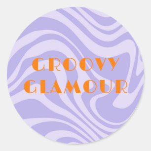 Sticker Rond Purple Waves Rétro