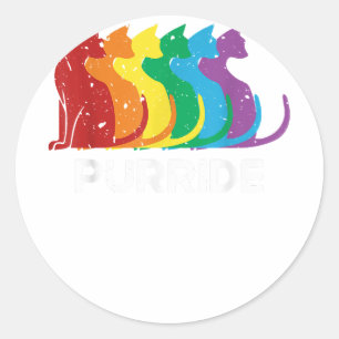 Sticker Rond Purride Cat Pride Ally LGBT Community Rainbow Prid
