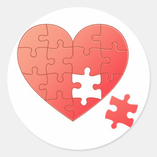 Sticker Rond Puzzle Coeur avec pièce