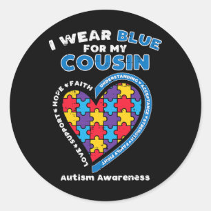 Sticker Rond Puzzle Porter Bleu Pour Mon Cousin Sensibilisation