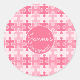 Sticker Rond Puzzles roses doux