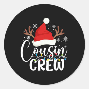 Sticker Rond Pyjama de Noël de l'équipage du Cousin corresponda