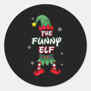 Sticker Rond Pyjama de Noël drôle d'elfe pour famille assortis