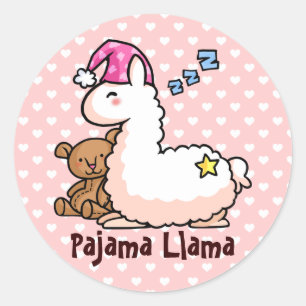 Sticker Rond Pyjama Llama