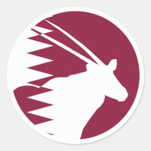 Sticker Rond Qatar Arabe oryx Qatari drapeau animal national