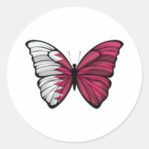 Sticker Rond Qatar Hypolimnas Papillon classique Sti ronde