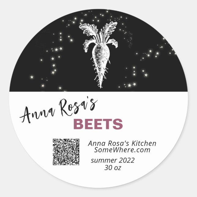 STICKER ROND ~* QR AP30 BEETS DÉSHYDRATED CANNING - FREEZE (Devant)
