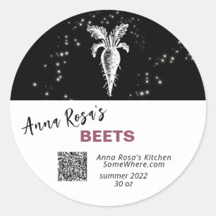 STICKER ROND ~* QR AP30 BEETS DÉSHYDRATED CANNING - FREEZE