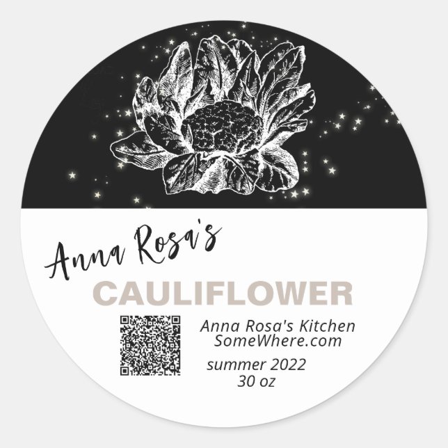 STICKER ROND *~* QR AP30 CAULIFLOWER DÉSHYDRATED CANNING FREEZE (Devant)