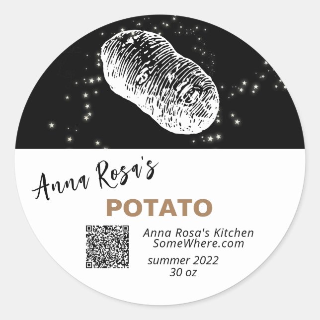 STICKER ROND ~* QR AP30 POMME DE TERRE + DÉSHYDRATED CANNING FR (Devant)