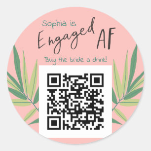 Sticker Rond QR Code Acheter Mariée un Boisson EngagedAF Bachel