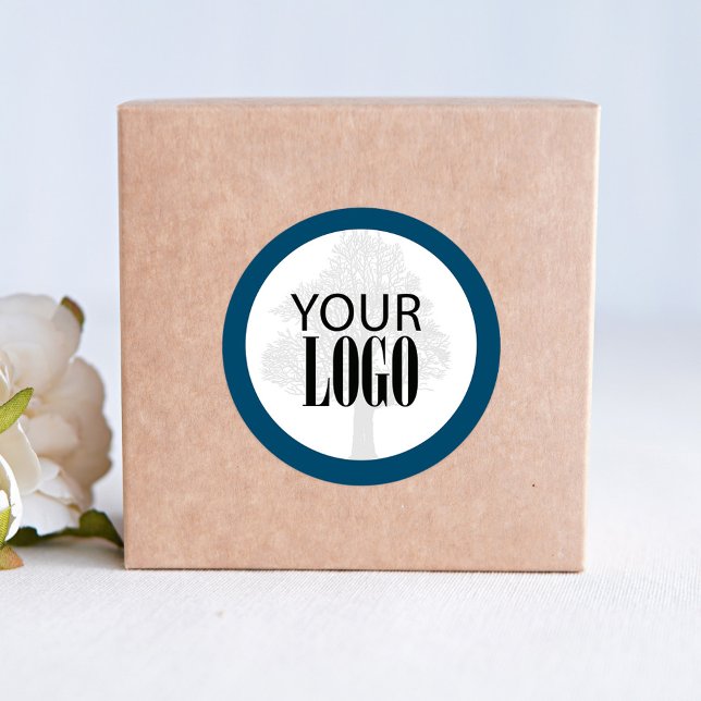 Sticker Rond QR Code Ajouter votre logo simple (Add your logo blue and white business sticker. )