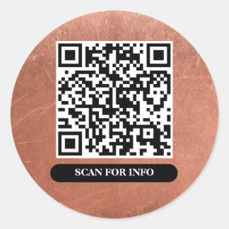 Sticker Rond QR Code Cuivre Bronze Unique Professionnel Chic