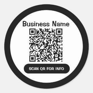Sticker Rond QR Code Entreprise Noir Et Blanc Élégant Unique