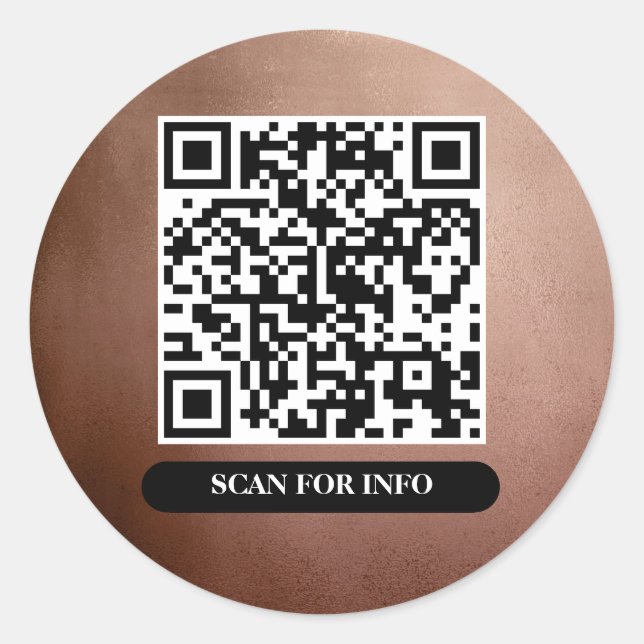 Sticker Rond QR Code Rose or professionnel unique tendance chic (Devant)